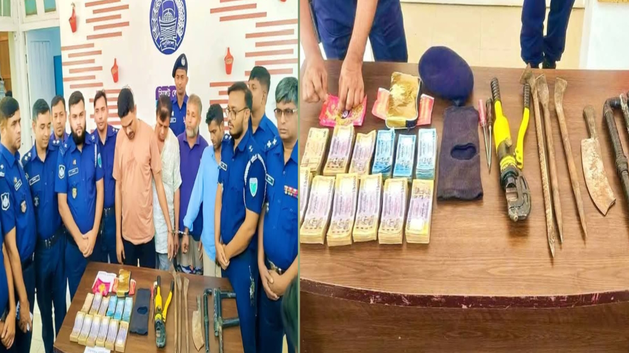 মৌলভীবাজারে আন্তজেলা ডাকাত দলের ৫ সদস্যসহ ৭ জন গ্রেফতার: দেশীয় অস্ত্র, গুলি, নগদ টাকা ও লুণ্ঠিত মালামাল উদ্ধার